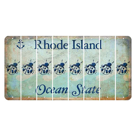 Rhode Island Ocean Cut License Plate Strips (Set of 8) Ladybug