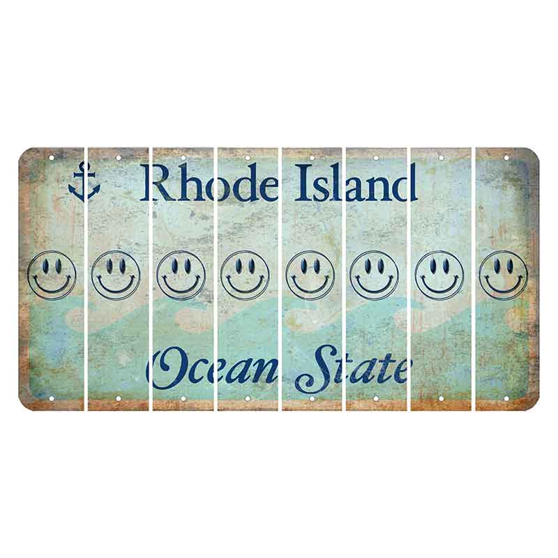 Rhode Island Ocean Cut License Plate Strips (Set of 8) Smiley Face