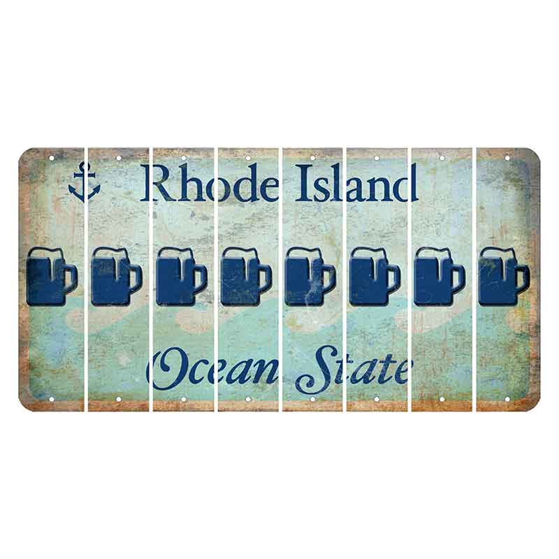 Rhode Island Ocean Cut License Plate Strips (Set of 8) Beer Mug