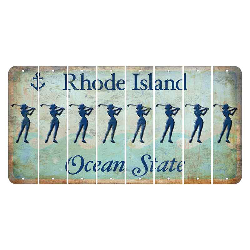 Rhode Island Ocean Cut License Plate Strips (Set of 8) Female Golfer