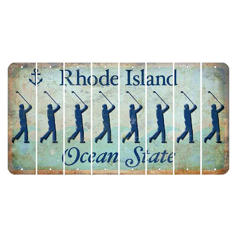 Rhode Island Ocean Cut License Plate Strips (Set of 8) Male Golfer