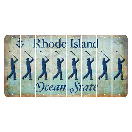 Rhode Island Ocean Cut License Plate Strips (Set of 8) Male Golfer