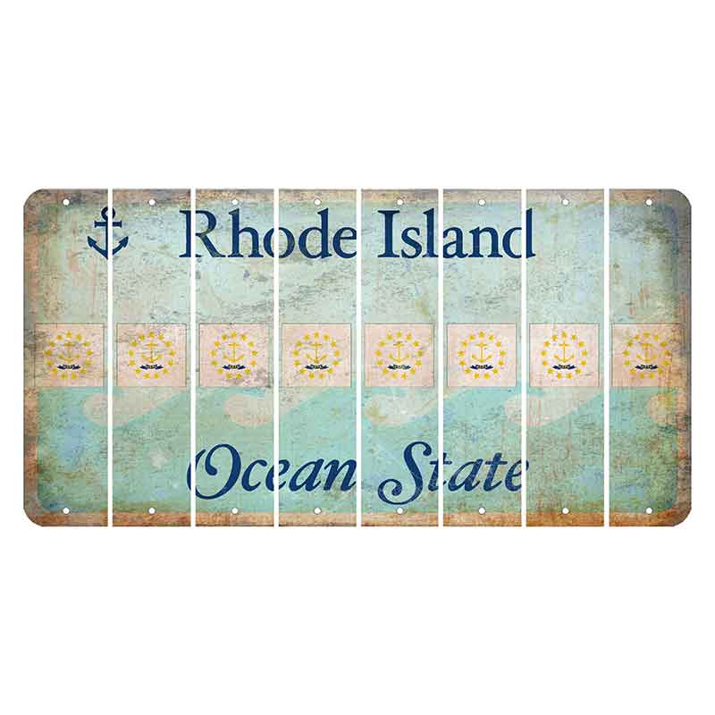 Rhode Island Ocean Cut License Plate Strips (Set of 8) State Flag