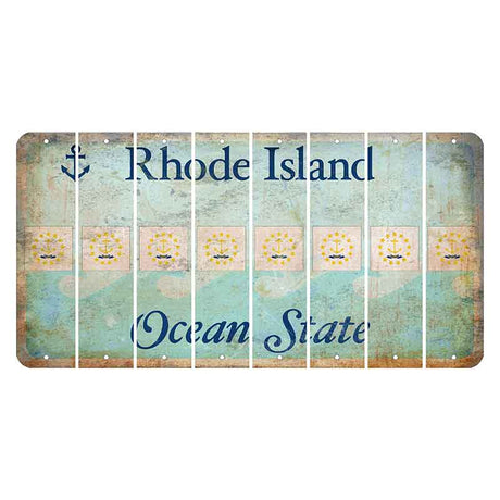 Rhode Island Ocean Cut License Plate Strips (Set of 8) State Flag