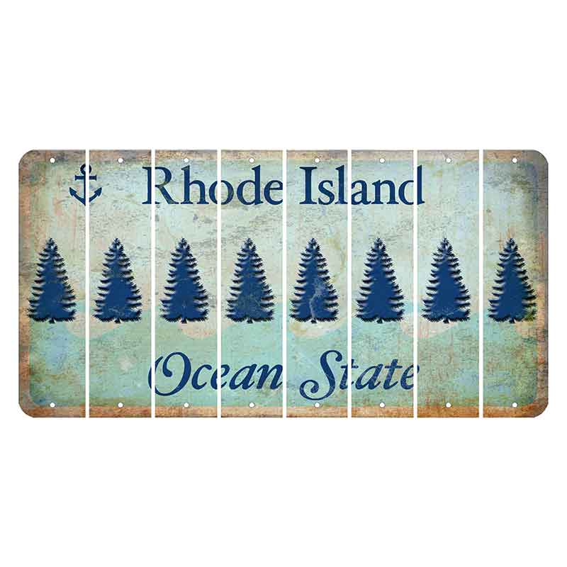 Rhode Island Ocean Cut License Plate Strips (Set of 8) Pine Tree