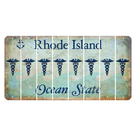 Rhode Island Ocean Cut License Plate Strips (Set of 8) Caduceus