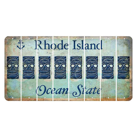 Rhode Island Ocean Cut License Plate Strips (Set of 8) Tiki