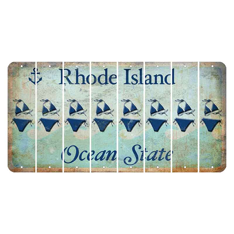 Rhode Island Ocean Cut License Plate Strips (Set of 8) Bikini