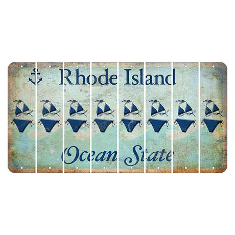 Rhode Island Ocean Cut License Plate Strips (Set of 8) Bikini