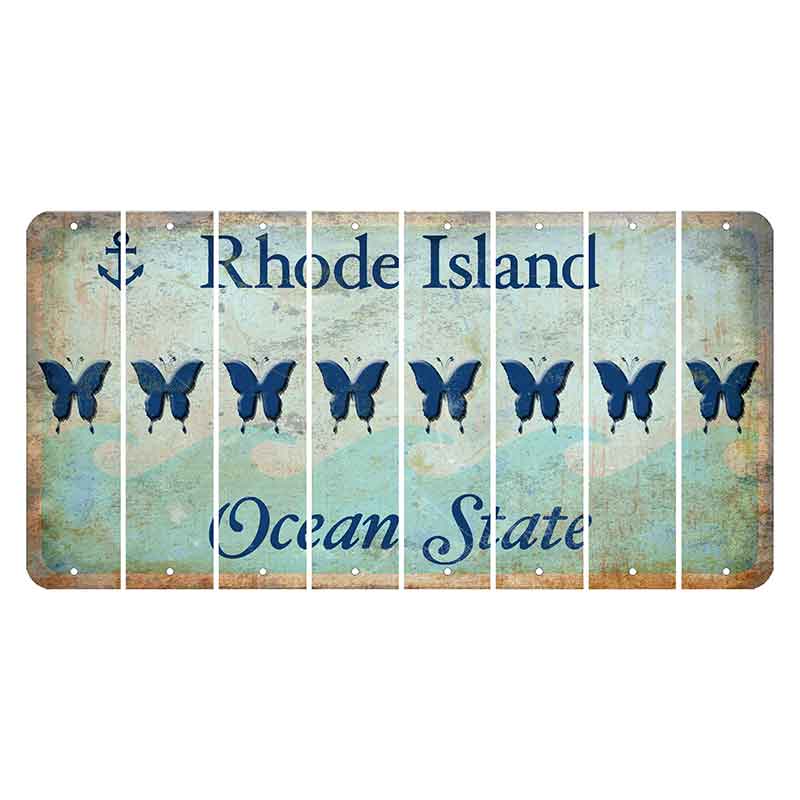 Rhode Island Ocean Cut License Plate Strips (Set of 8) Butterfly