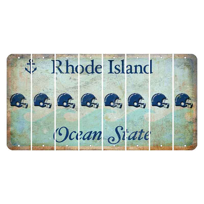 Rhode Island Ocean Cut License Plate Strips (Set of 8) Football Helmet