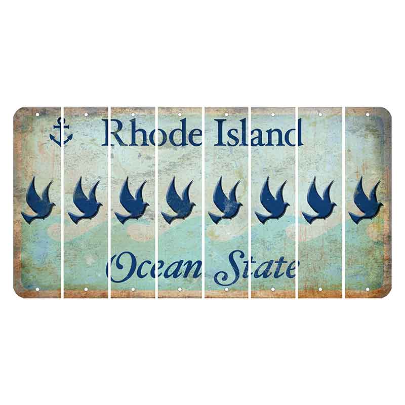 Rhode Island Ocean Cut License Plate Strips (Set of 8) Dove