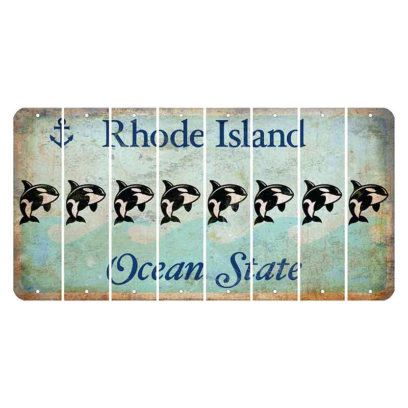 Rhode Island Ocean Cut License Plate Strips (Set of 8) Whale