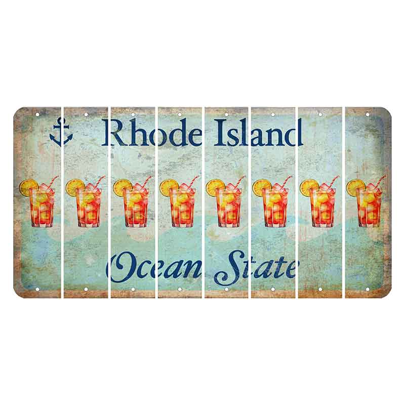 Rhode Island Ocean Cut License Plate Strips (Set of 8) Cocktail