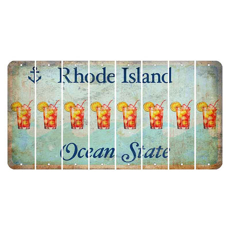 Rhode Island Ocean Cut License Plate Strips (Set of 8) Cocktail