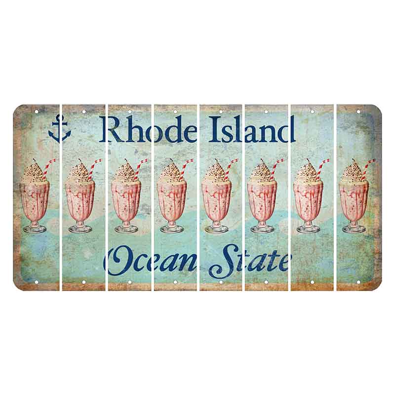 Rhode Island Ocean Cut License Plate Strips (Set of 8) Milkshake