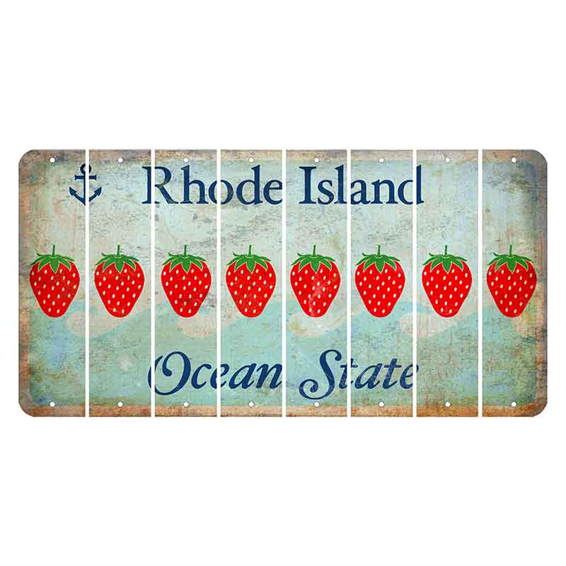 Rhode Island Ocean Cut License Plate Strips (Set of 8) Strawberry