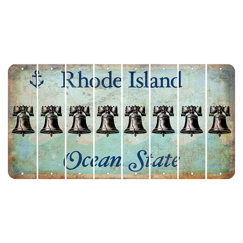 Rhode Island Ocean Cut License Plate Strips (Set of 8) Liberty Bell