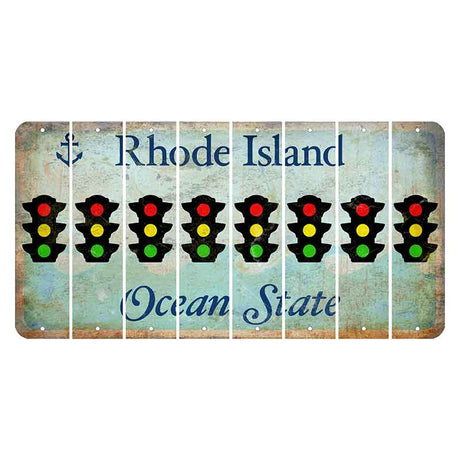 Rhode Island Ocean Cut License Plate Strips (Set of 8) Traffic Light