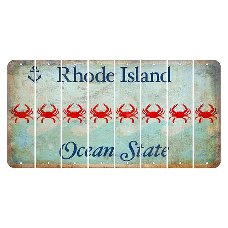 Rhode Island Ocean Cut License Plate Strips (Set of 8) Crab