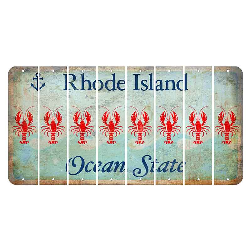 Rhode Island Ocean Cut License Plate Strips (Set of 8) Lobster