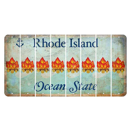 Rhode Island Ocean Cut License Plate Strips (Set of 8) Campfire