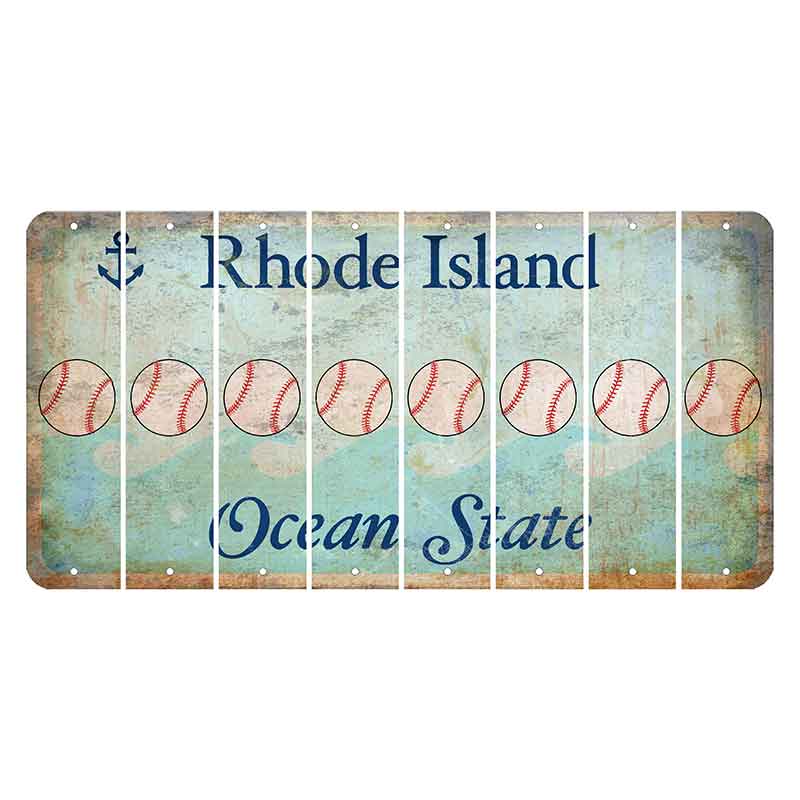 Rhode Island Ocean Cut License Plate Strips (Set of 8) Baseball