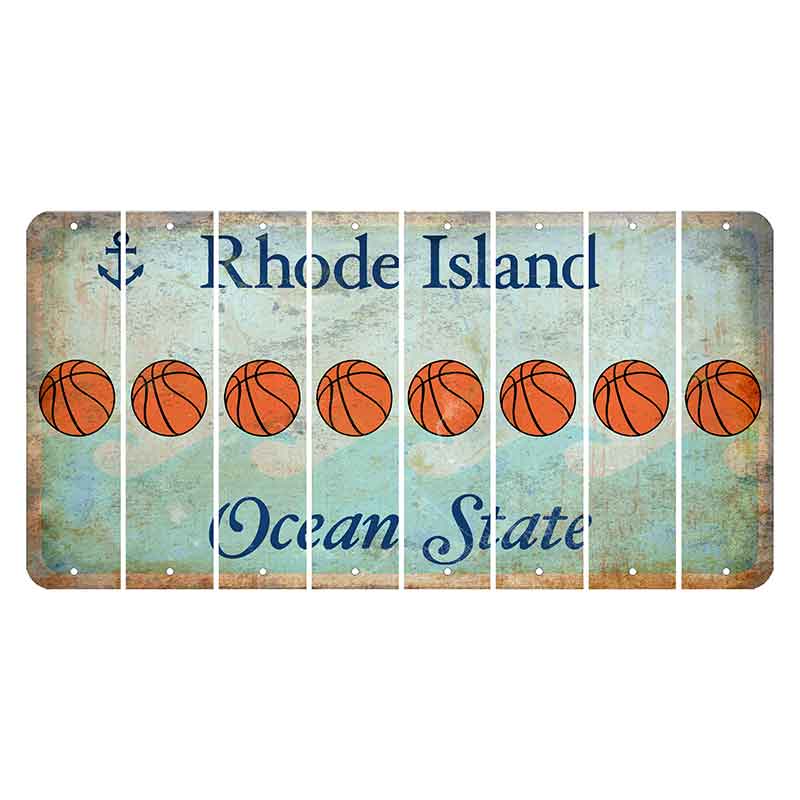 Rhode Island Ocean Cut License Plate Strips (Set of 8) Basketball