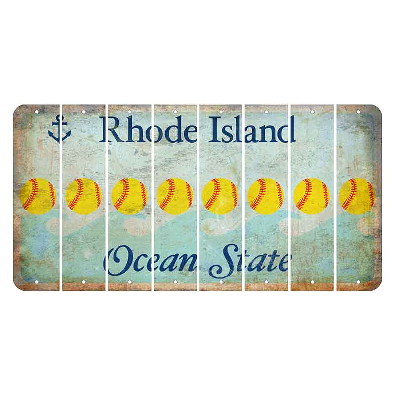 Rhode Island Ocean Cut License Plate Strips (Set of 8) Softball