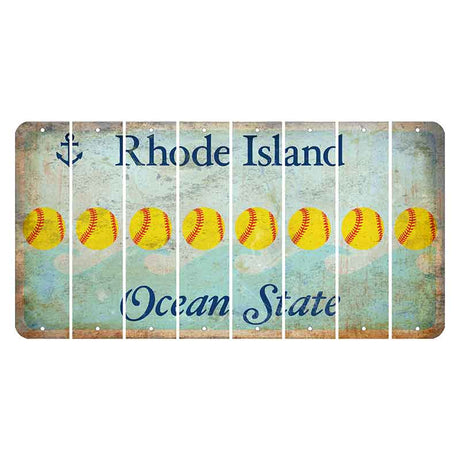 Rhode Island Ocean Cut License Plate Strips (Set of 8) Softball