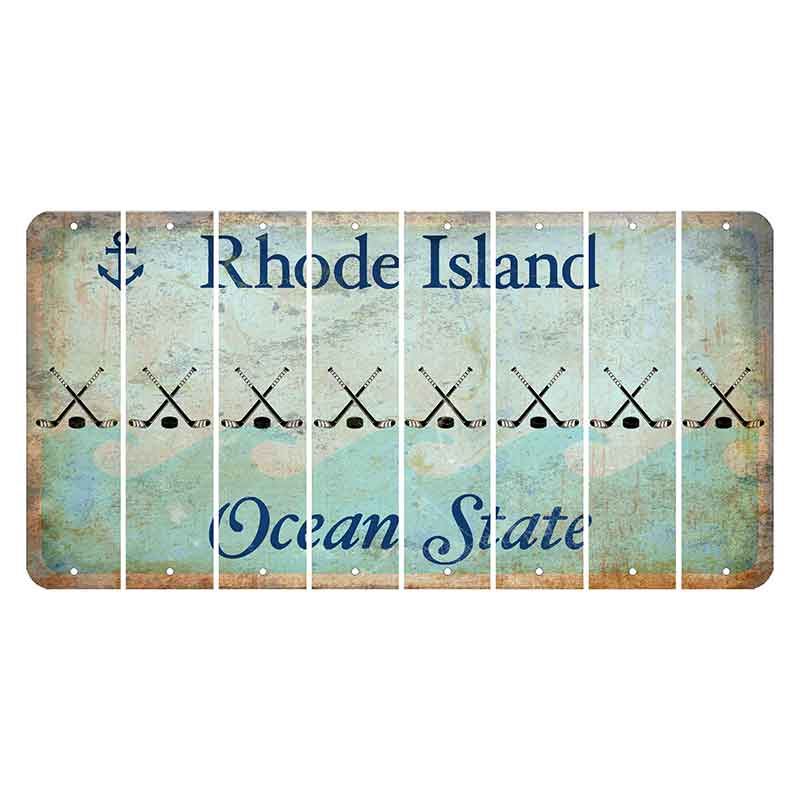 Rhode Island Ocean Cut License Plate Strips (Set of 8) Hockey