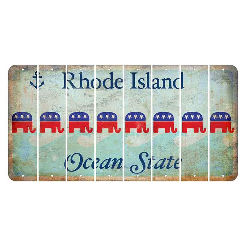 Rhode Island Ocean Cut License Plate Strips (Set of 8) Republican