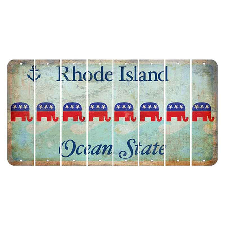 Rhode Island Ocean Cut License Plate Strips (Set of 8) Republican