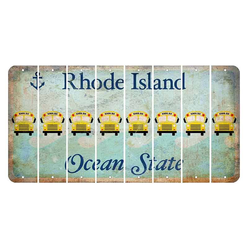 Rhode Island Ocean Cut License Plate Strips (Set of 8) School Bus