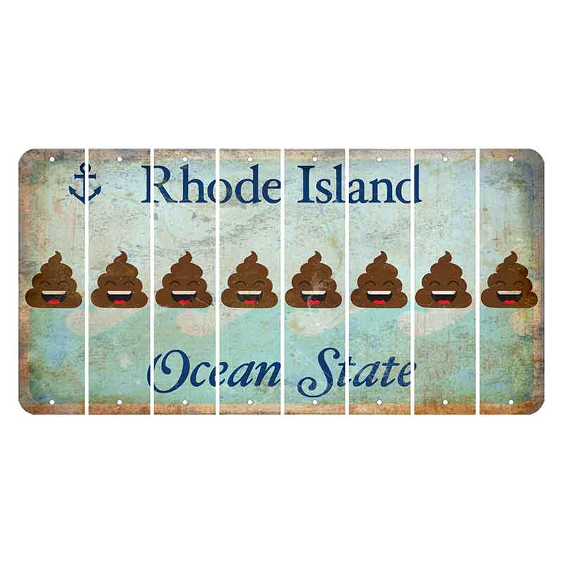 Rhode Island Ocean Cut License Plate Strips (Set of 8) Emoji - Poop