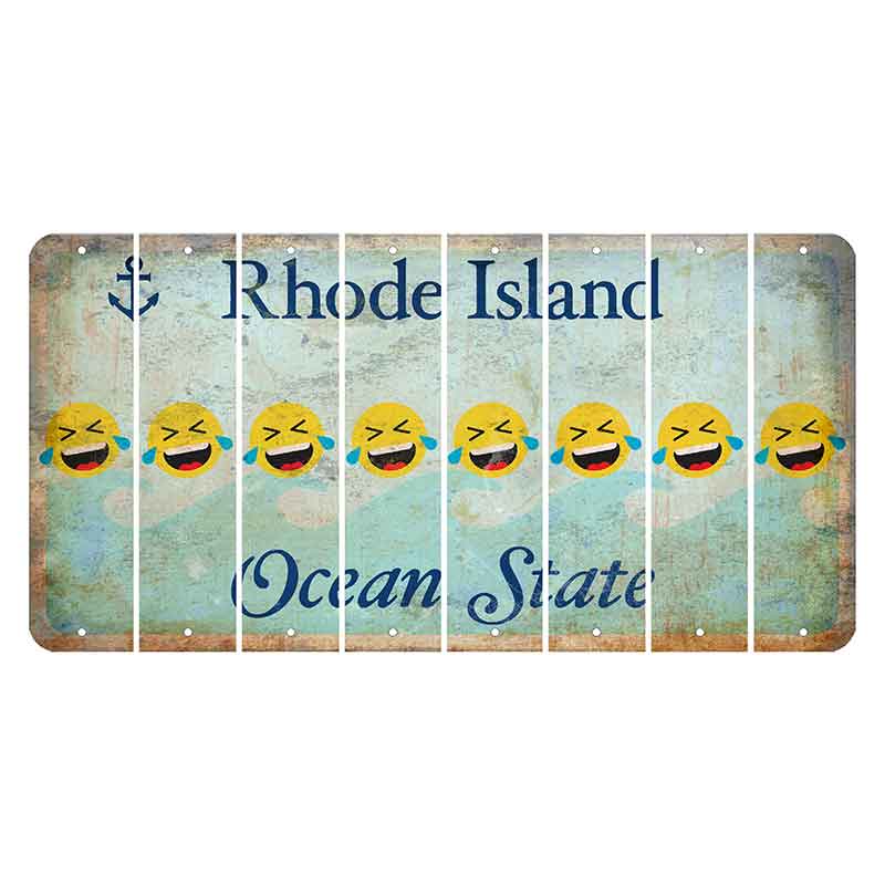 Rhode Island Ocean Cut License Plate Strips (Set of 8) Emoji - Laughing