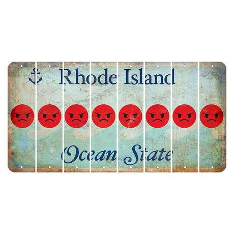 Rhode Island Ocean Cut License Plate Strips (Set of 8) Emoji - Angry