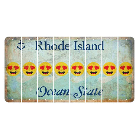 Rhode Island Ocean Cut License Plate Strips (Set of 8) Emoji - Heart Eyes