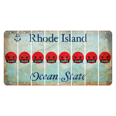 Rhode Island Ocean Cut License Plate Strips (Set of 8) Emoji - Pissed