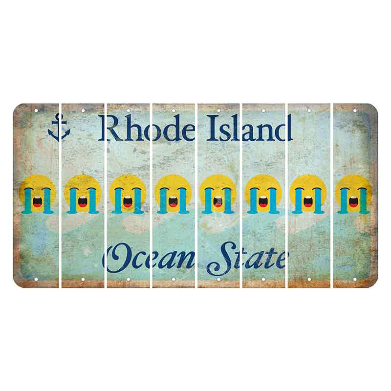 Rhode Island Ocean Cut License Plate Strips (Set of 8) Emoji - Crying