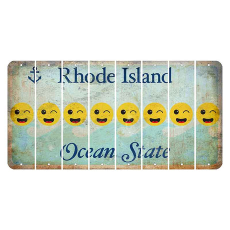 Rhode Island Ocean Cut License Plate Strips (Set of 8) Emoji - Winking