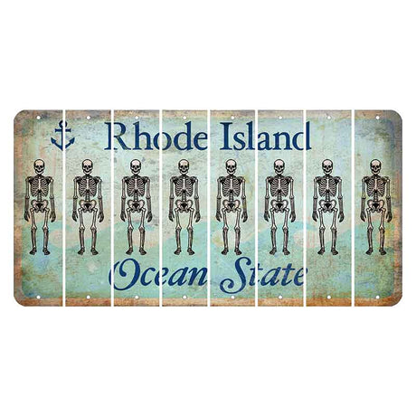 Rhode Island Ocean Cut License Plate Strips (Set of 8) Skeleton