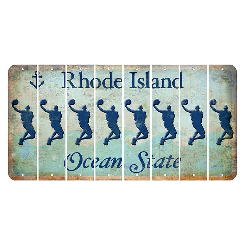 Rhode Island Ocean Cut License Plate Strips (Set of 8) Basketball Player