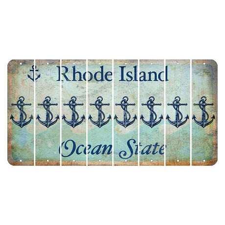 Rhode Island Ocean Cut License Plate Strips (Set of 8) Boat Anchor