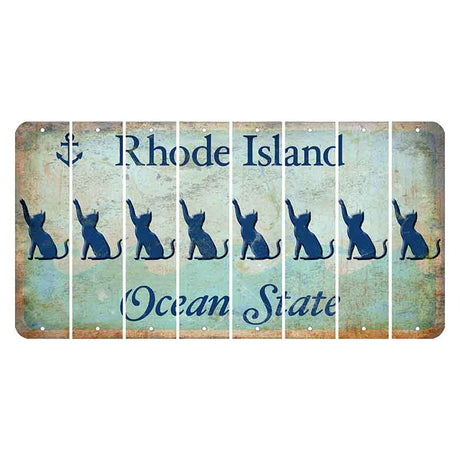 Rhode Island Ocean Cut License Plate Strips (Set of 8) Cat