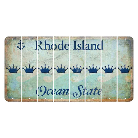 Rhode Island Ocean Cut License Plate Strips (Set of 8) Crown