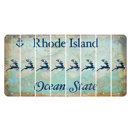 Rhode Island Ocean Cut License Plate Strips (Set of 8) Reindeer