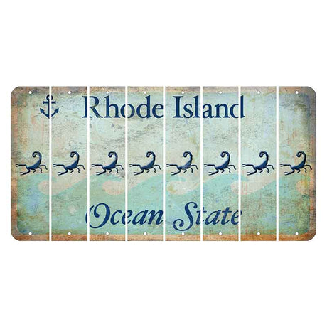 Rhode Island Ocean Cut License Plate Strips (Set of 8) Scorpion