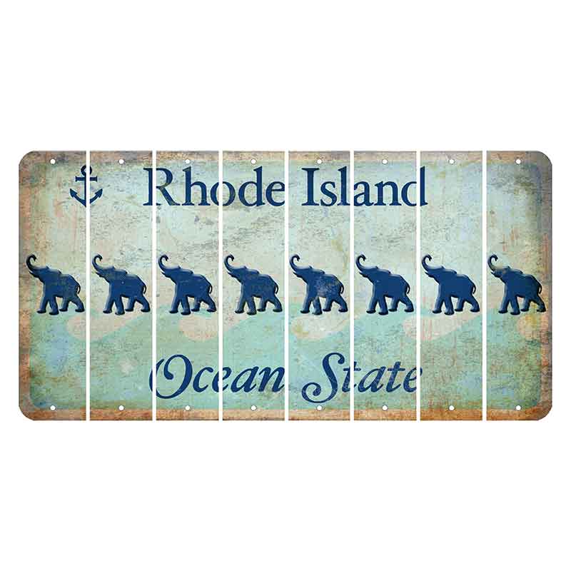 Rhode Island Ocean Cut License Plate Strips (Set of 8) Elephant