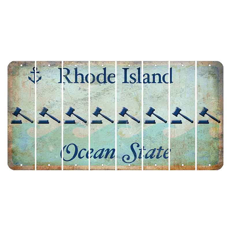 Rhode Island Ocean Cut License Plate Strips (Set of 8) Gavel